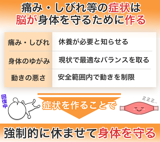 痛み・しびれ等の症状は身体を守るため